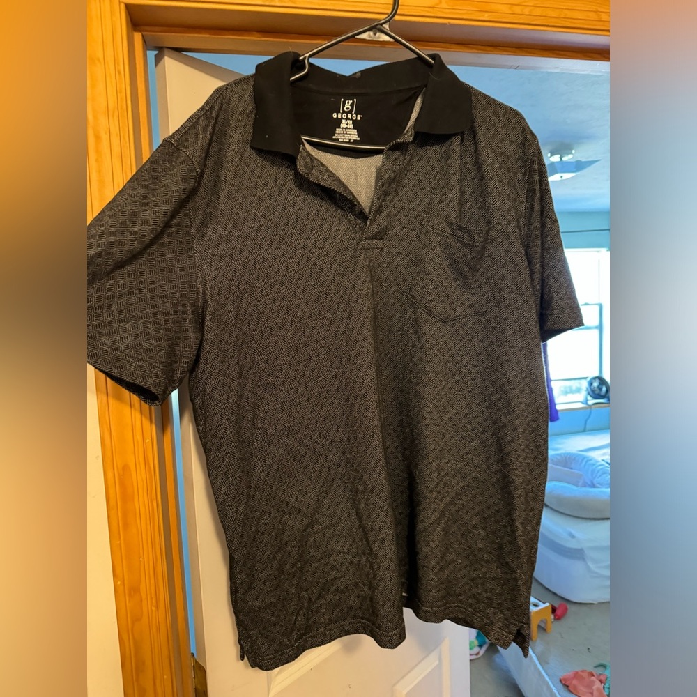 George XL short sleeve collared shirt in dark grey